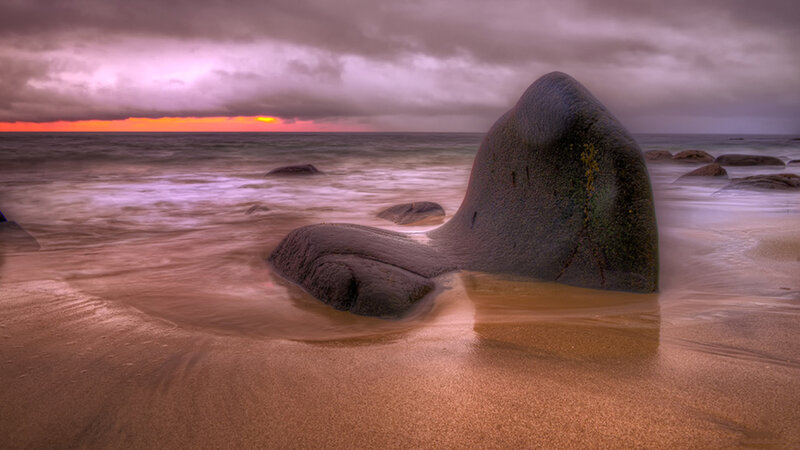 Large Rock on Beach — Purple