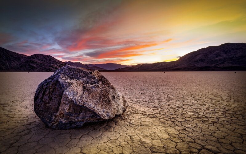 Large Rock on Cracked Ground