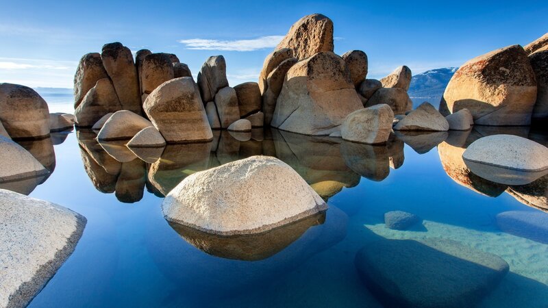 Large Rocks in Lake — Blue