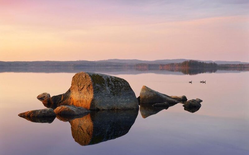Large Rocks in Lake — Purple