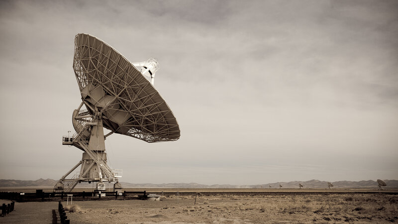 Large Satellite Dish — Brown, Dramatic, Photograph
