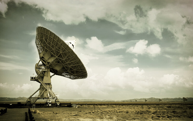 Large Satellite Dish — Gray, Dramatic, Afternoon