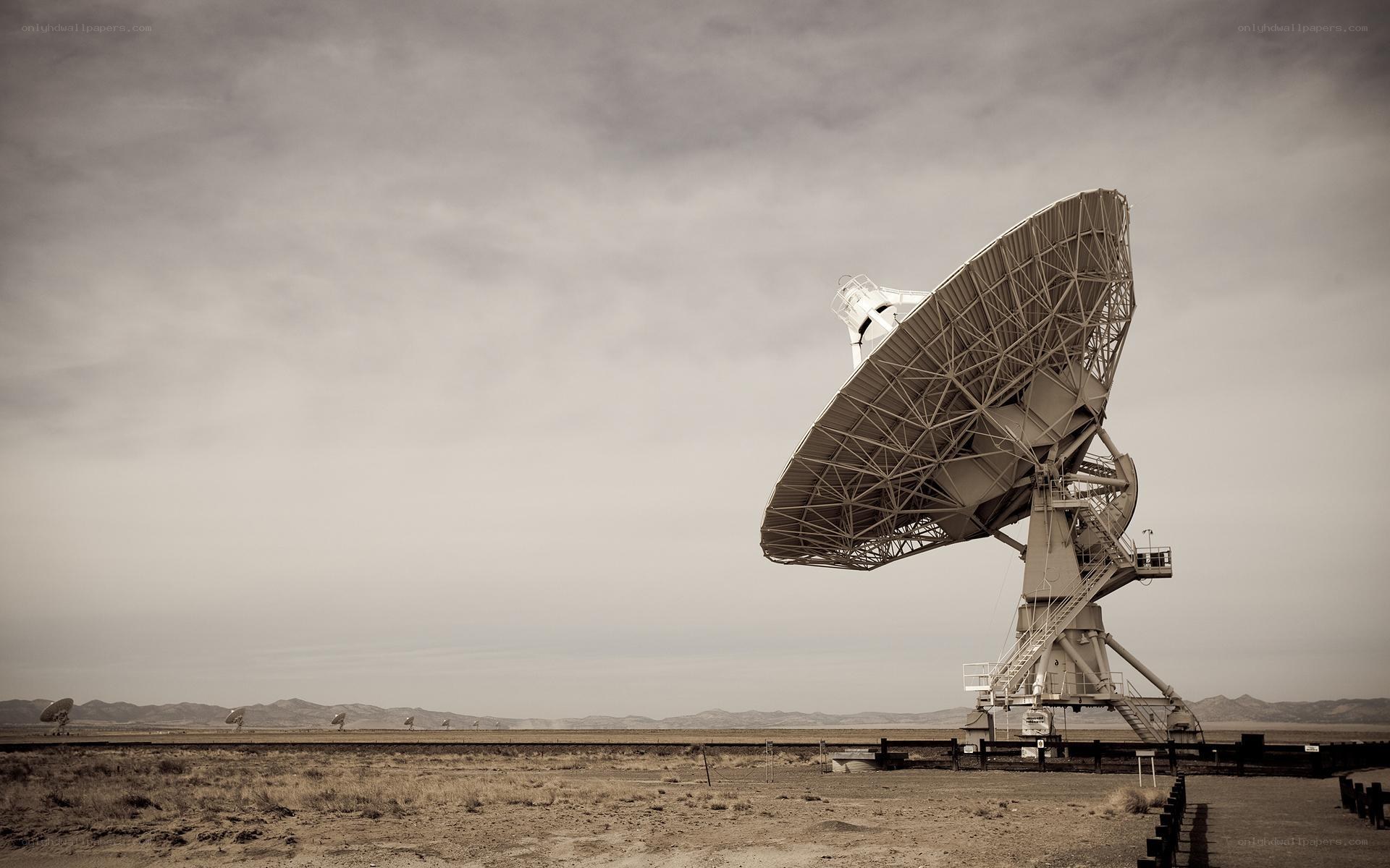 Large satellite dish in desert