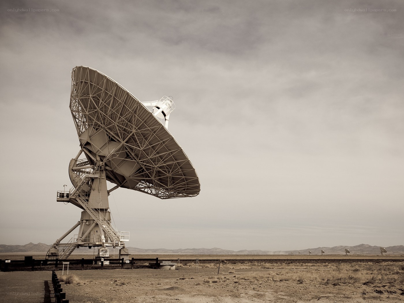 Large satellite dish in desert