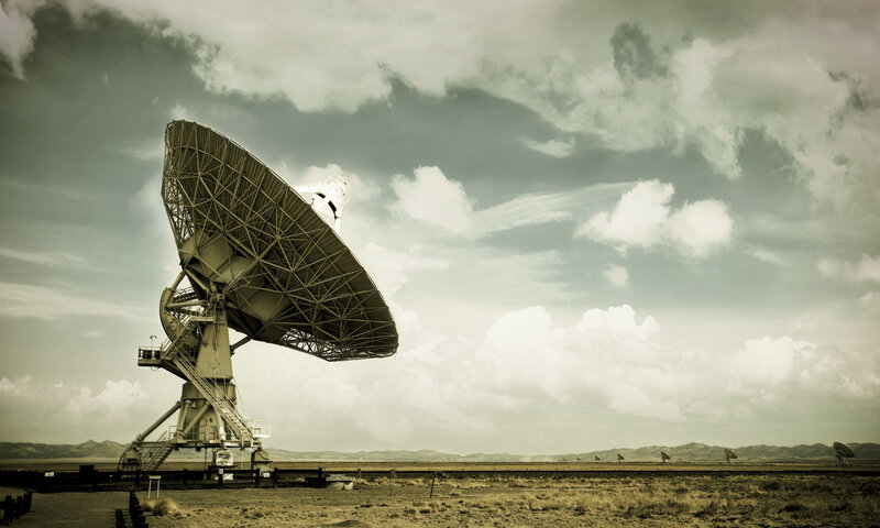 Large satellite dish in desert