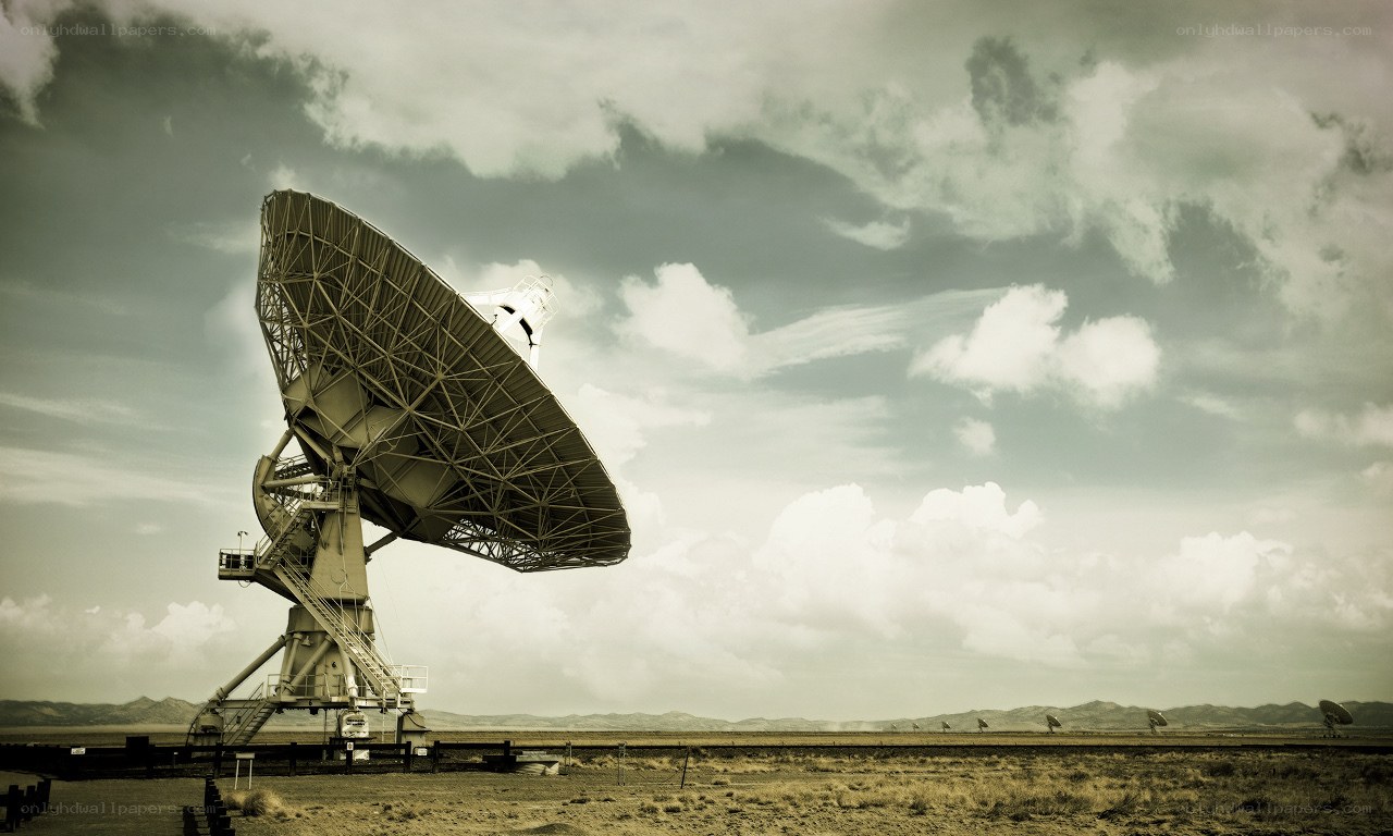 Large satellite dish in desert