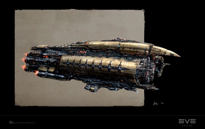 Large Sci-fi Spaceship — Black
