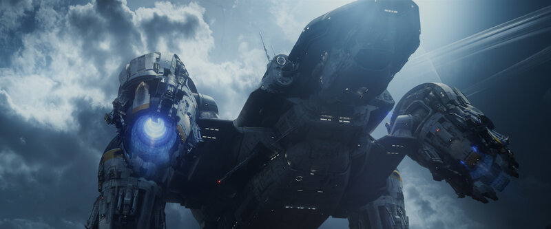 Large Sci-fi Spaceship — Gray, Dramatic, 3d Render, Clouds