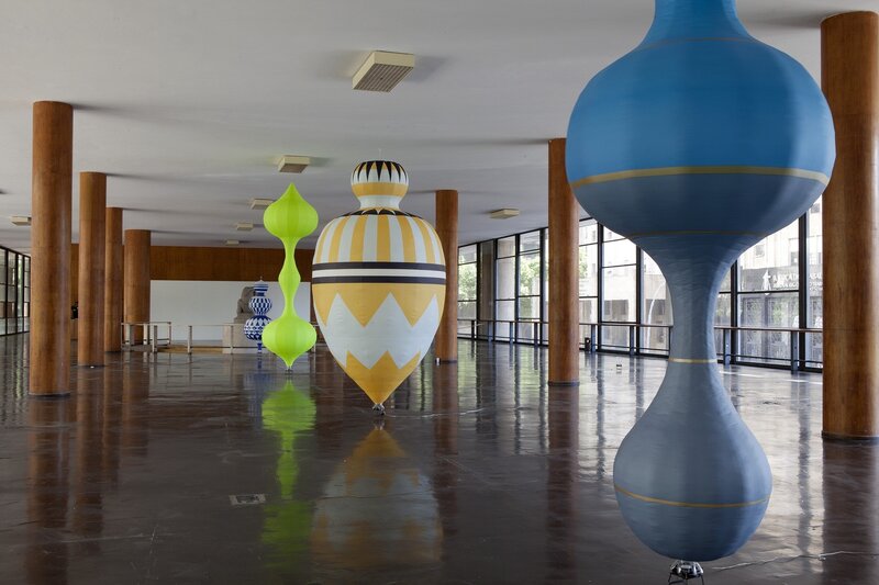 Large sculptures in a hall