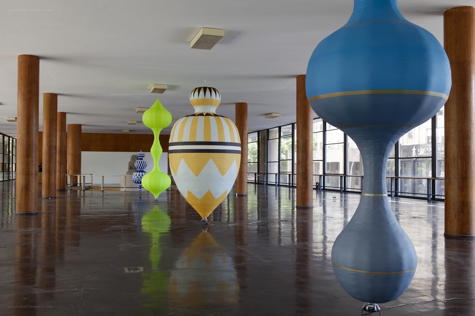 Large sculptures in a hall