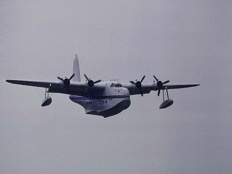 large seaplane in flight