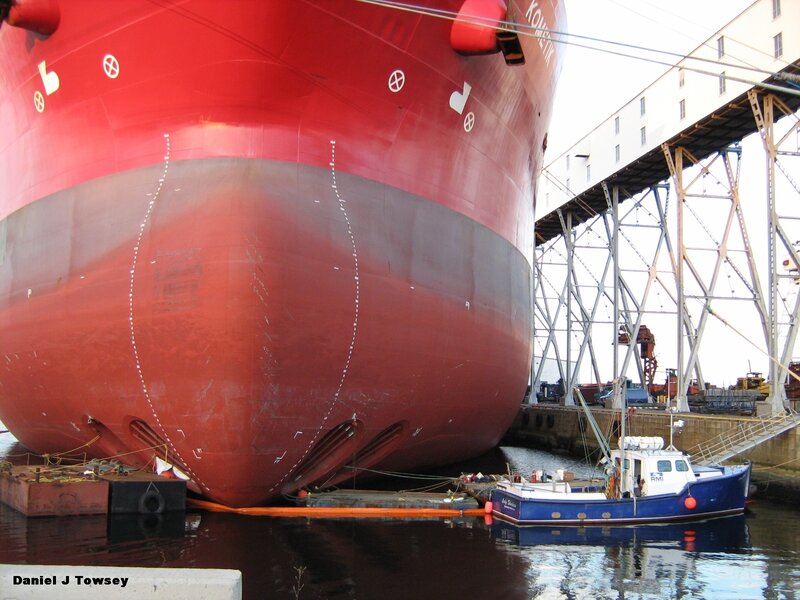 Large ship in dry dock