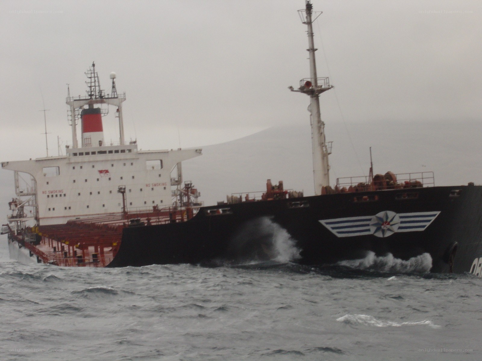 large ship in rough seas