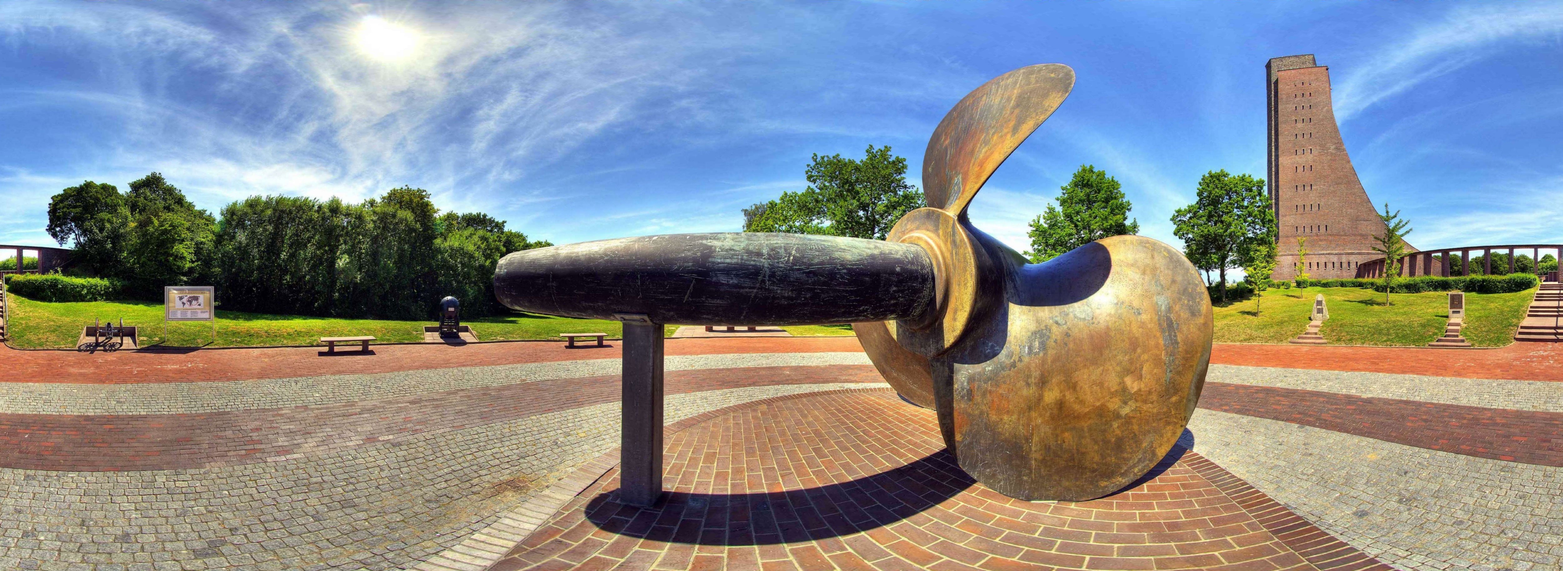 Large ship propeller on display