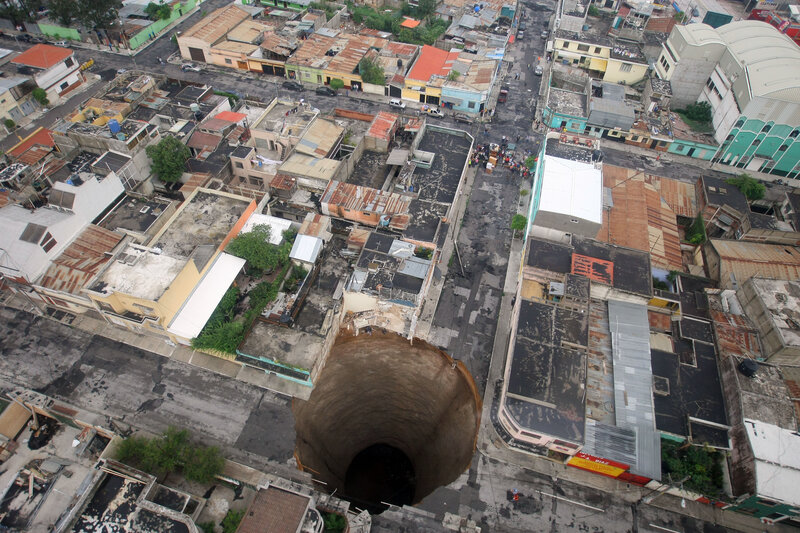 Large sinkhole in urban area