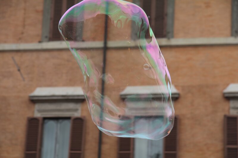 Large soap bubble in air
