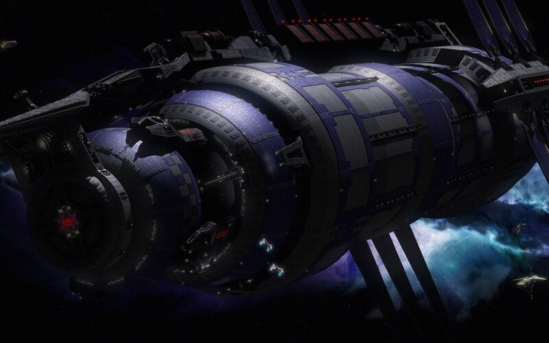 Large Space Station — Blue, Dramatic, Night
