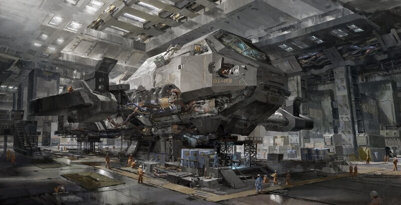 Large Spacecraft in Hangar