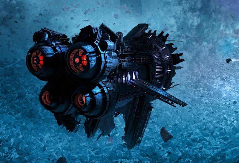 Large Spaceship in Debris