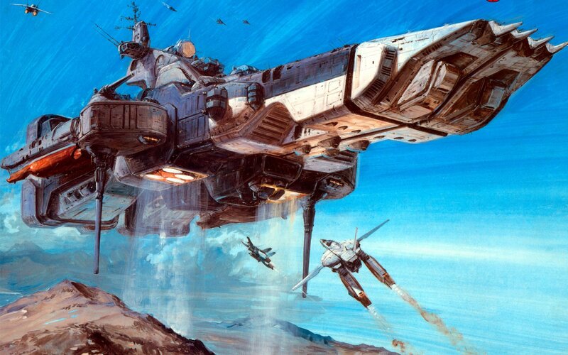 Large Spaceship in Flight — Blue, Dramatic