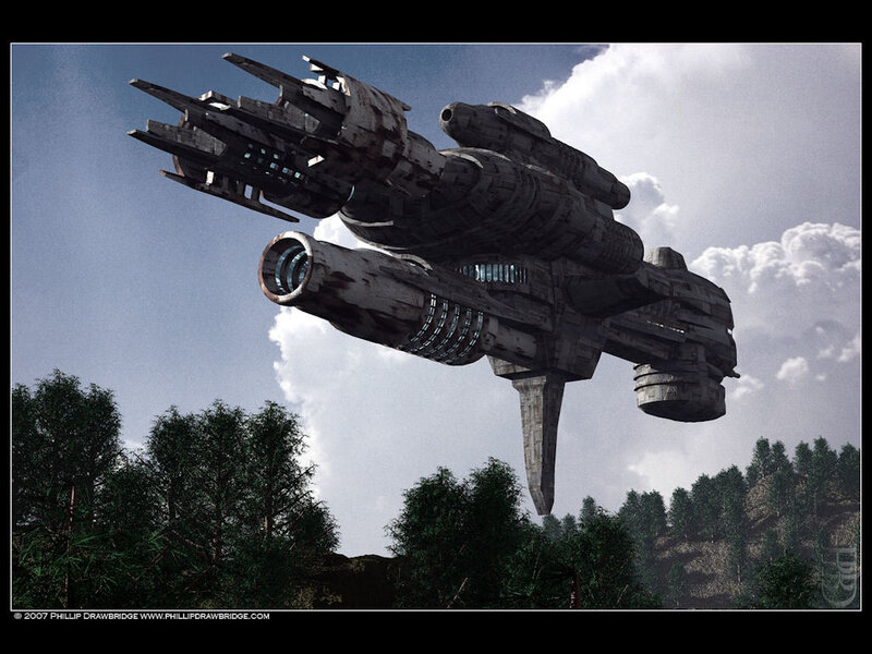 Large Spaceship in Flight