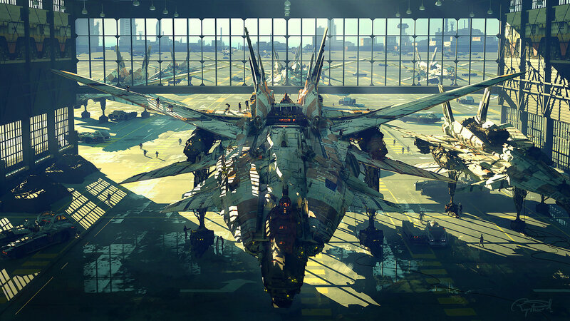 Large Spaceship in Hangar — Gray