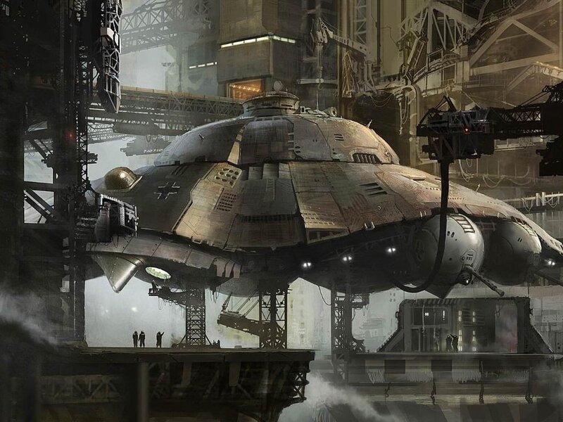 Large Spaceship in Hangar