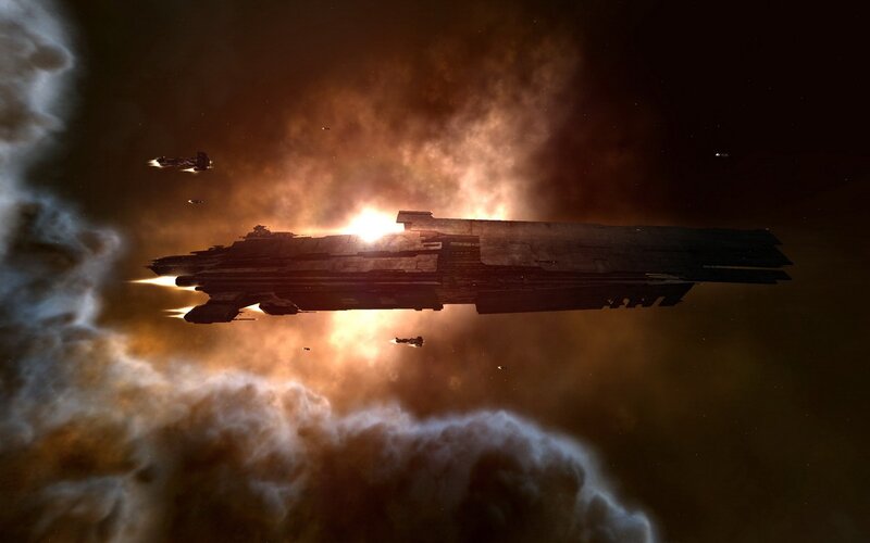 Large Spaceship in Nebula
