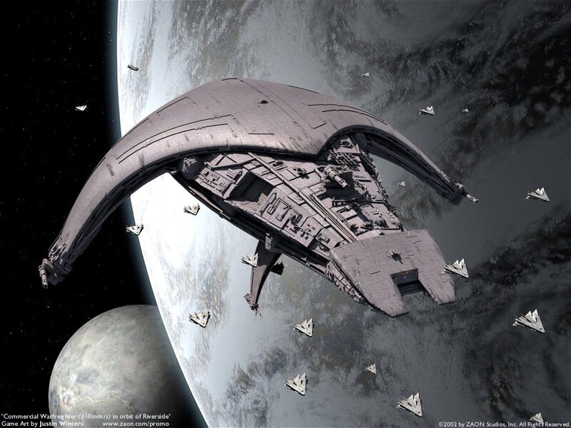Large Spaceship in Orbit — Gray, Dramatic