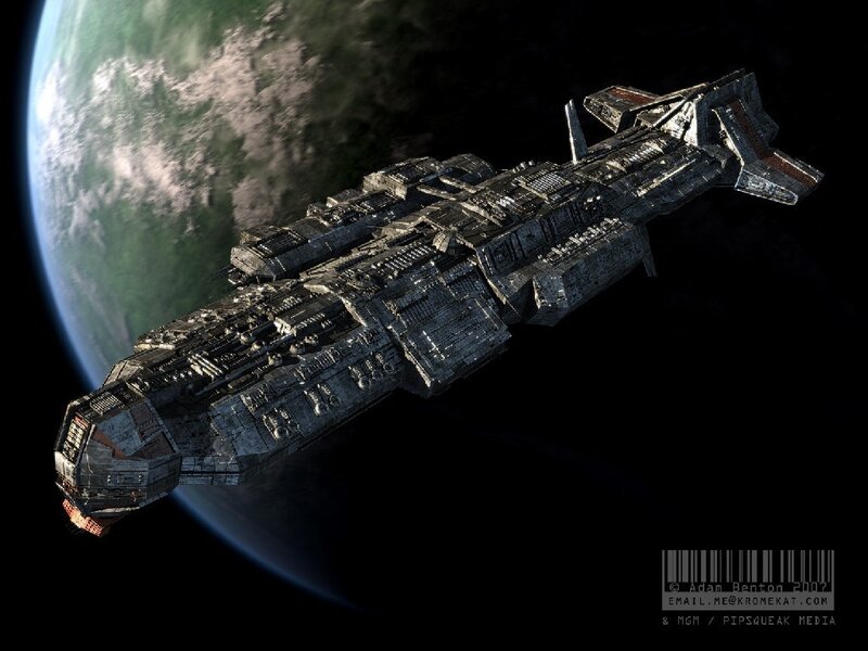 Large Spaceship in Orbit — Gray