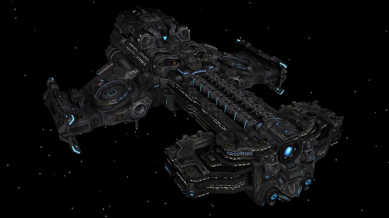 Large Spaceship in Space — Black, Dark, Night, 3d Render, Stars