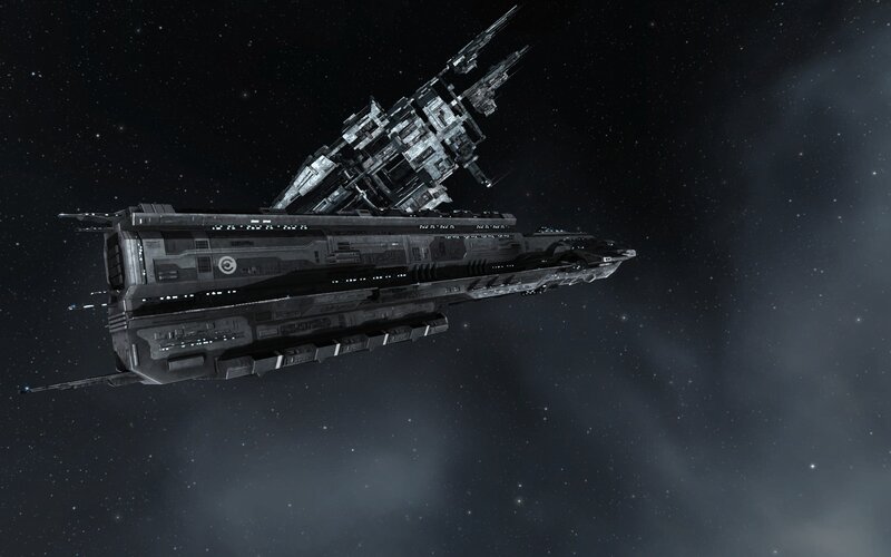 Large Spaceship in Space — Black, Dark, Night