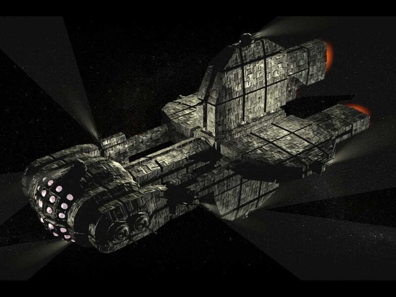 Large Spaceship in Space — Black, Dark