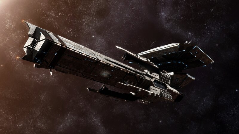 Large Spaceship in Space — Black, Dramatic, 3d Render