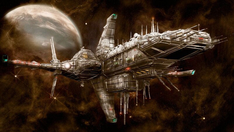 Large Spaceship in Space — Brown, Dramatic