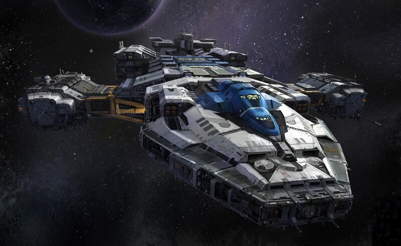 Large Spaceship in Space — Gray, Dramatic