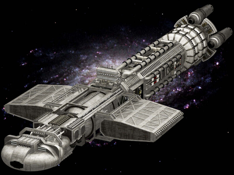 Large Spaceship in Space — Gray