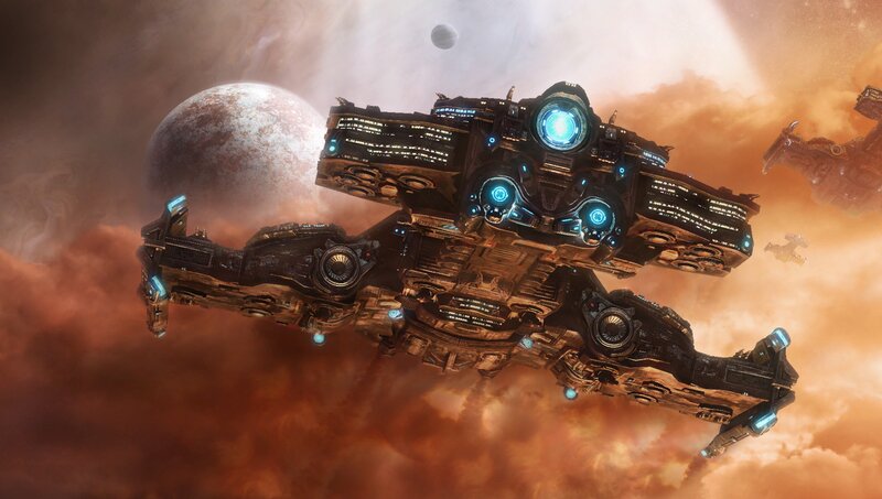 Large Spaceship in Space — Orange
