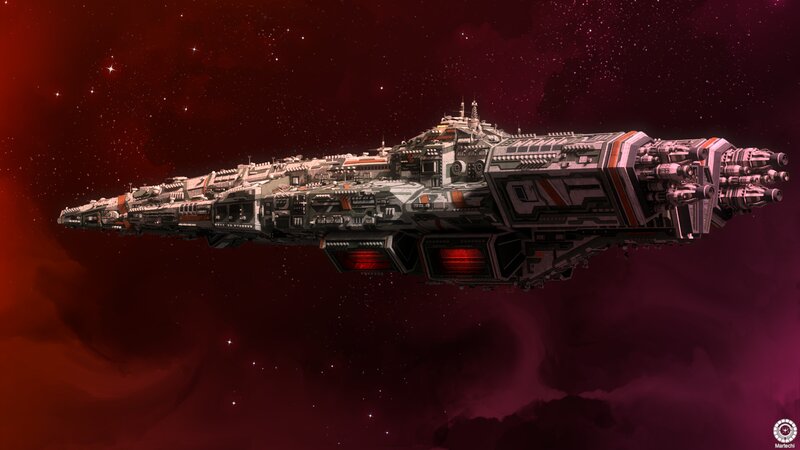 Large Spaceship in Space — Red