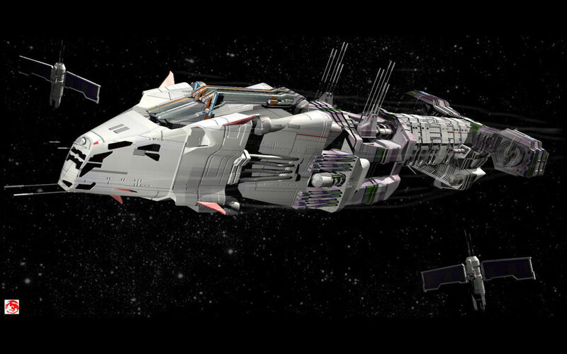 Large Spaceship in Space — White