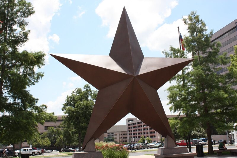 Large star sculpture in city park