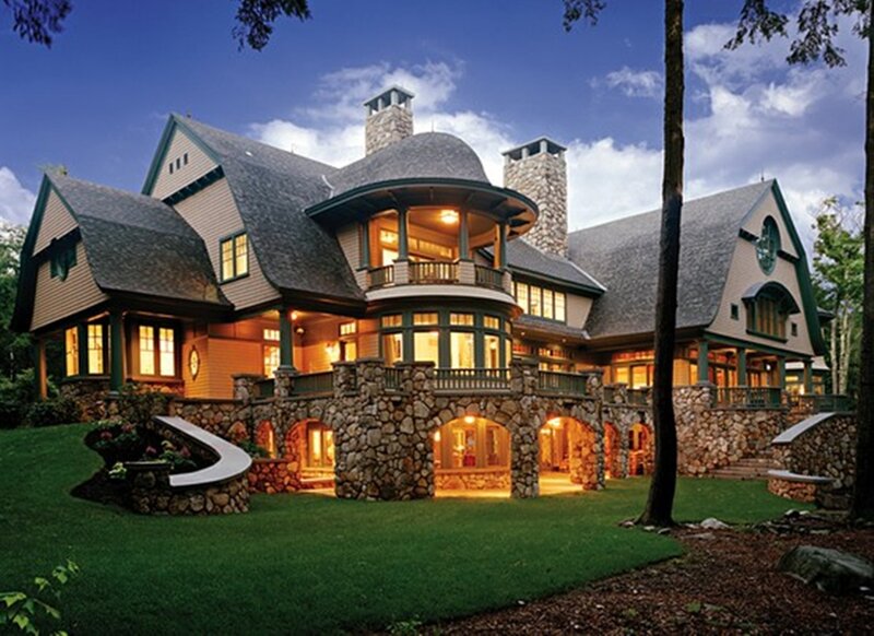 Large Stone House — Green, Serene
