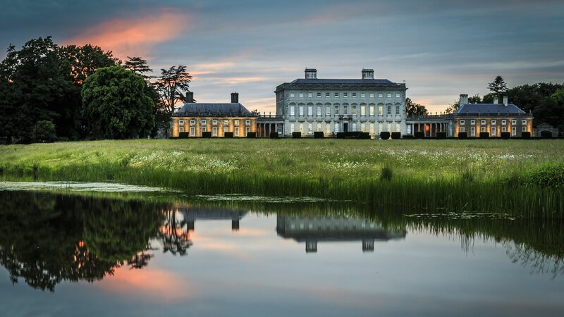 Large Stone Mansion — Green, Serene, Sunset