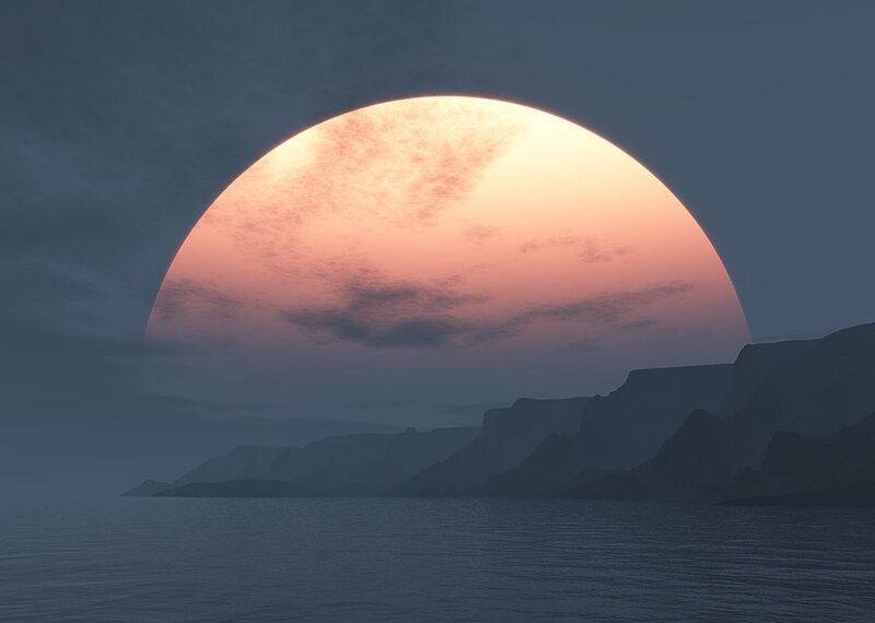 Large Sun over Water