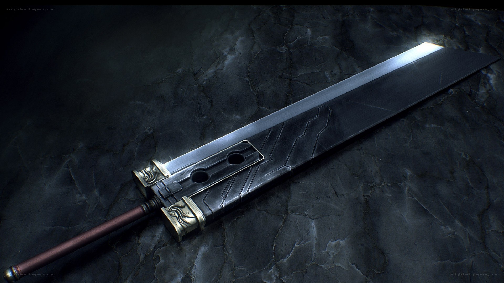 Large sword on dark stone