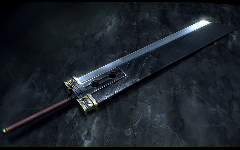 Large Sword on Stone — Black, Dark, 3d Render, Gray, Brown