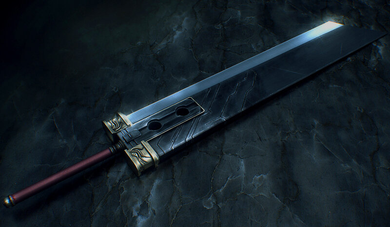 Large sword on stone surface