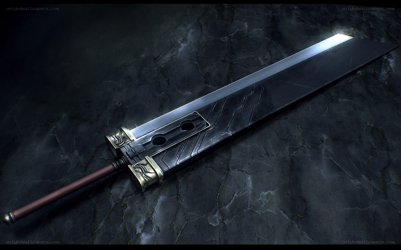 Large sword on stone surface