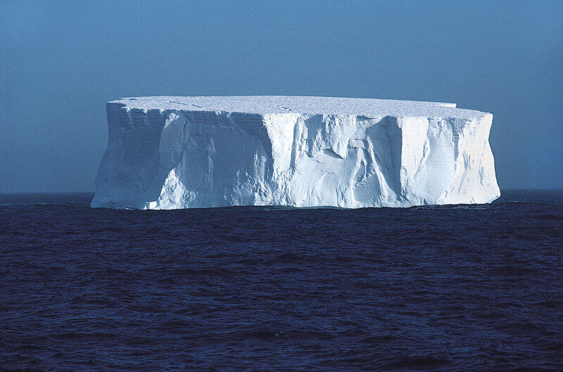 Large tabular iceberg in ocean
