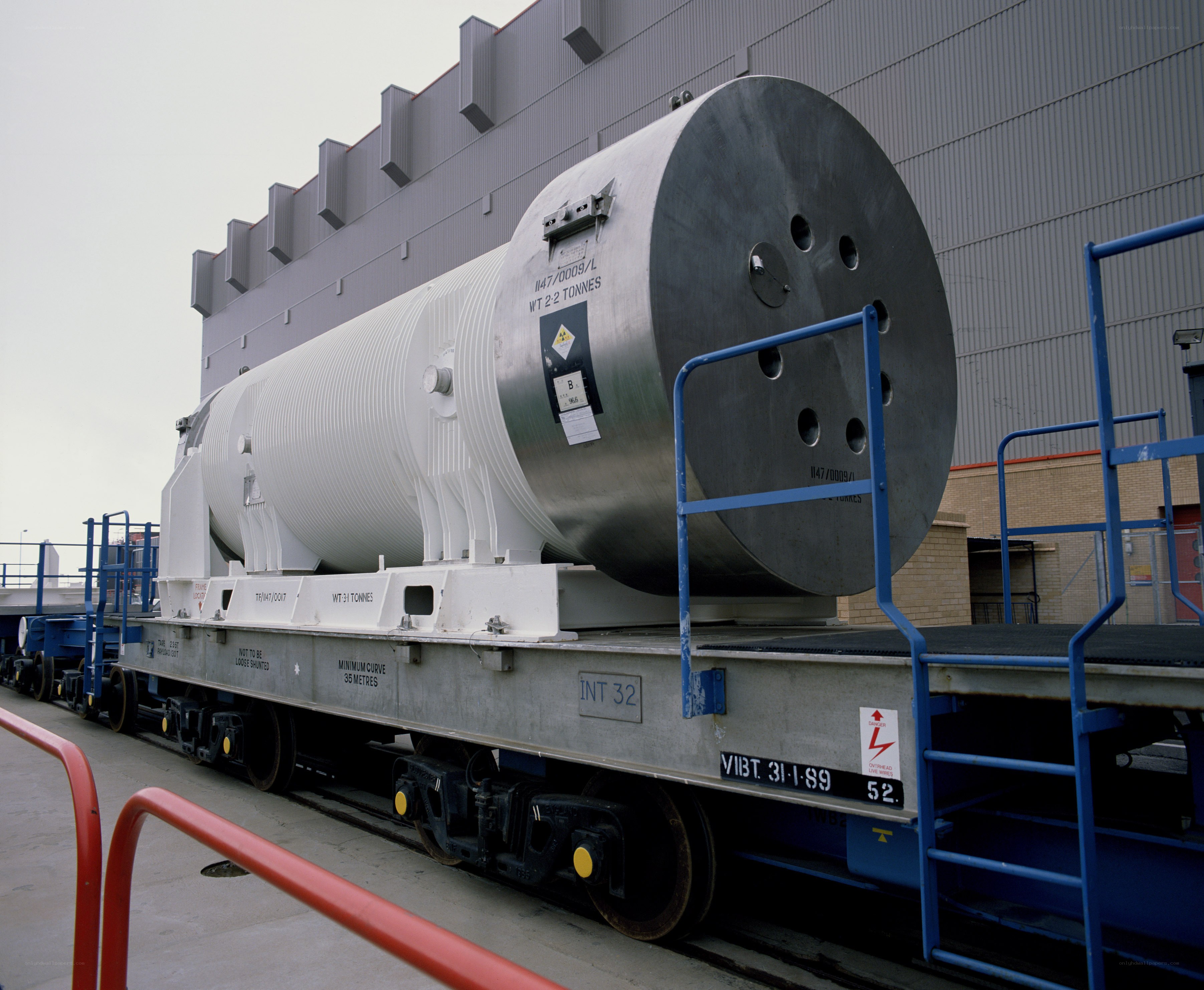 Large tank on rail transport